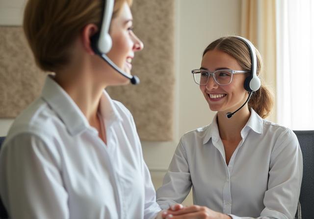 Friendly customer support representative providing sleep consultation